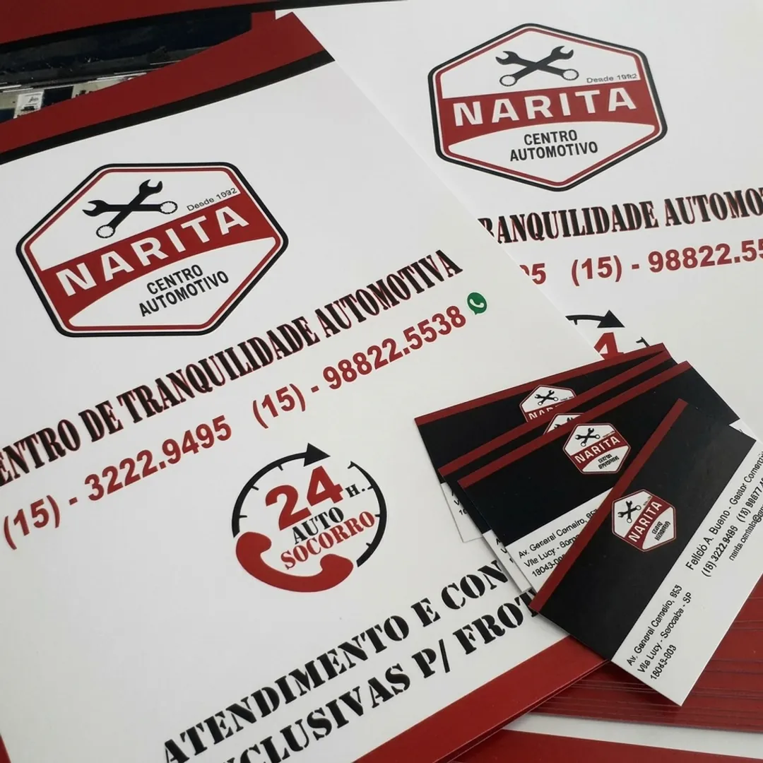 Materiais impressos e cartões produzidos pela Gráfica Mais Cópia